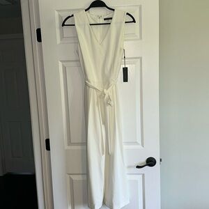Tommy Hilfiger White Tie Waist Cropped Wide Leg Jumpsuit